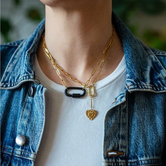 Modular Two tone silver gold mixed metal stainless steel chain with clasps - Picture 6 of 7